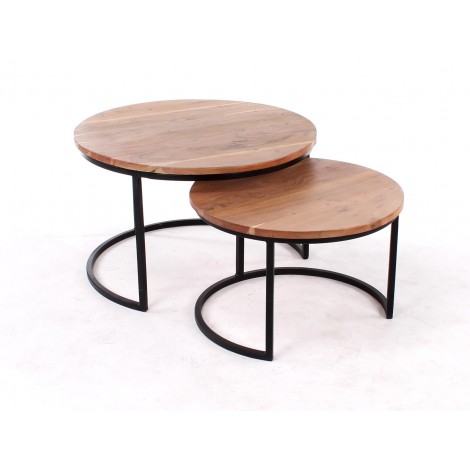 Tables salon Shiva naturel avec pied (set de 2)