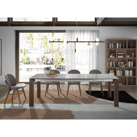 TABLE A RALLONGE CERAMIQUE ET NOYER 180/235X90/ 1095
