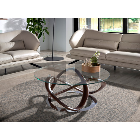 Table basse ronde en verre trempé et noyer modèle 2064 Angel Cerdá S.L.