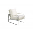 Fauteuil capitonné avec structure en acier inoxydable