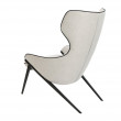 FAUTEUIL REMBOURRÉ EN TISSU AVEC GARNITURE ET PIEDS EN ACIER NOIR
