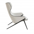 FAUTEUIL REMBOURRÉ EN TISSU AVEC GARNITURE ET PIEDS EN ACIER NOIR