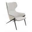 FAUTEUIL REMBOURRÉ EN TISSU AVEC GARNITURE ET PIEDS EN ACIER NOIR