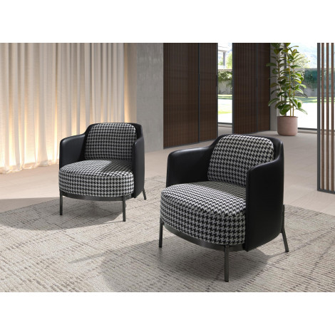 Fauteuil en tissu noir et blanc et similicuir noir modèle 5139 Angel Cerdá S.L.