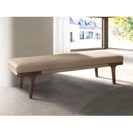 BANC SIMILI CUIR VISON ET NOYER
