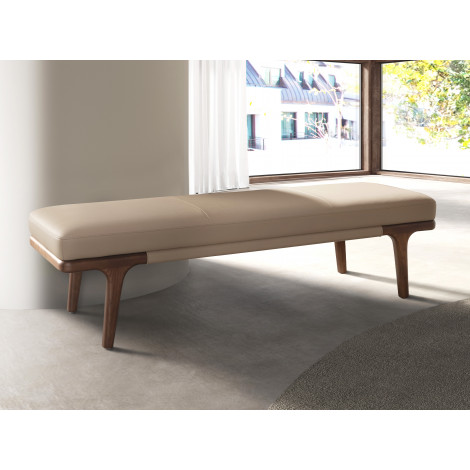 BANC SIMILI CUIR VISON ET NOYER