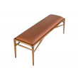 Banc en simili cuir marron et structure teinte Noyer