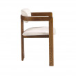 CHAISE TRIO BOISERIE NOYER TISSUS BLANC CASSE